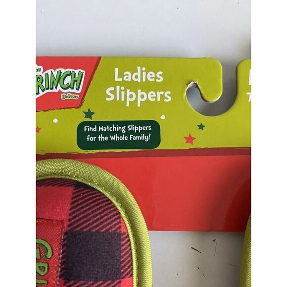 Dr. Seuss How The Grinch Stole Christmas Holiday Slippers Women’s Sz M 7/8 NEW - Picture 2 of 15